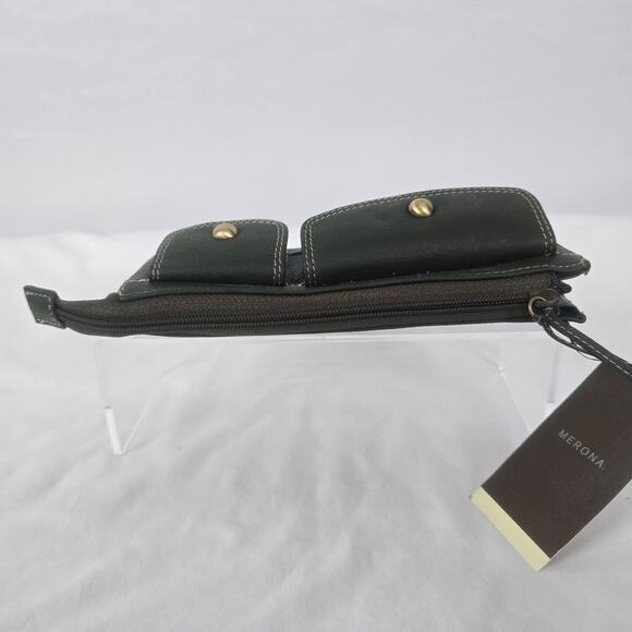 Merona Clutch or Wallet Dark Green 8" x 4" x 2" Zip Closure Snap Pockets NWT - Picture 13 of 16
